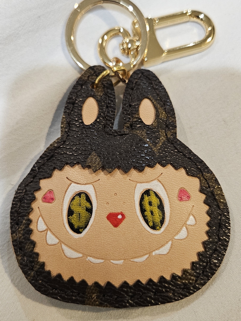 Labubu - Upcycled With Auththentic LV Material Keychain-bag Charm